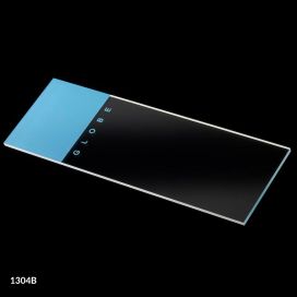 Microscope Slides, Glass, 25 x 75mm, 90° Ground Edges, Blue Frosted