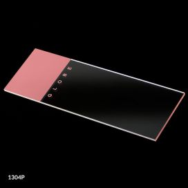 Microscope Slides, Glass, 25 x 75mm, 90° Ground Edges, Pink Frosted