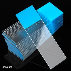 Microscope Slides, Diamond White Glass, 25 x 75mm, 90° Ground Edges, BLUE Frosted