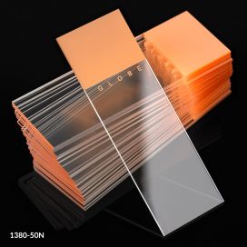 Microscope Slides, Diamond White Glass, 25 x 75mm, 90° Ground Edges, ORANGE Frosted