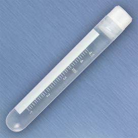 CryoClear Vials, 5.0mL, STERILE, Internal Threads, Attached Screwcap with Co-Molded Thermoplastic Elastomer (TPE) Sealing Layer, Round Bottom, Printed Graduations, Writing Space and Barcode