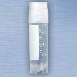 CryoClear Vials, 2.0mL, STERILE, External Threads, Attached Screwcap with Co-Molded Thermoplastic Elastomer (TPE) Sealing Layer, Round Bottom, Self-Standing, Printed Graduations, Writing Space and Barcode