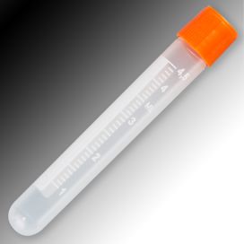 Sample Tube, 5mL, External Threads, PP, White Graduations & Marking Area, Round Bottom