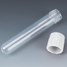 Test Tube with Attached White Screw Cap, 12 x 75 mm (5mL), PP, 250/Bag, 4 Bags/Case