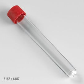 Test Tube with Attached Red Screw Cap, 16 x 120mm (15mL), PS, STERILE, 150/Bag, 5 Bags/Case