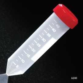 Centrifuge Tube, 50mL, with Attached Red Screw Cap, PP, Printed Graduations