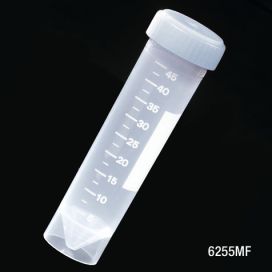 Transport Tube, 50mL, with Separate Natural Screw Cap, PP, Printed Graduations, Conical Bottom, Self-Standing          ** METAL-FREE **