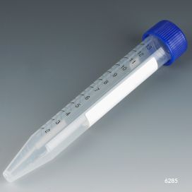 Centrifuge Tube, 15mL, Attached Blue Flat Top Screw Cap, PP, Printed Graduations, STERILE, 25/Bag, 20 Bags/Case