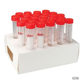 DIAMOND MAX Centrifuge Tube, 15mL, Attached Red Flat Top Screw Cap, PP, Printed Graduations, STERILE, Certified, 25/Cardboard Rack, 20 Racks/Unit