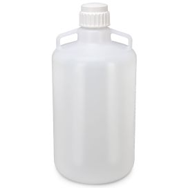 Carboy, Round with Handles, PP, White PP Screwcap, 25 Liter, Molded Graduations, Autoclavable