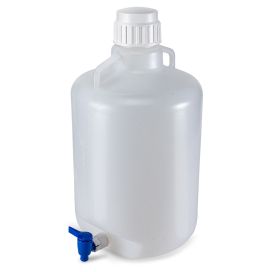 Carboys, Round with Spigot and Handles, PP, White PP Screwcap, 20 Liter, Molded Graduations, Autoclavable