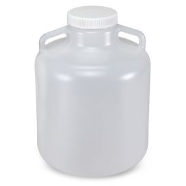 Carboys, Round with Handles, Wide Mouth, LDPE, White PP Screwcap, 10 Liter, Molded Graduations