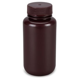 Diamond Essentials Bottle, Wide Mouth, Round, Amber HDPE with Amber PP Closure, 250mL, Bulk Packed with Bottles and Caps Bagged Separately, 250/Case