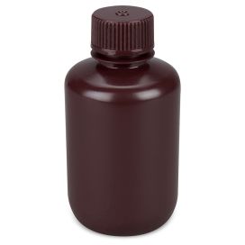 Diamond Essentials Bottle, Narrow Mouth, Boston Round, Amber HDPE with Amber PP Closure, 125mL, Bulk Packed with Bottles and Caps Bagged Separately, 500/Case