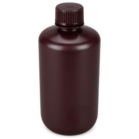 Diamond Essentials Bottle, Narrow Mouth, Boston Round, Amber HDPE with Amber PP Closure, 250mL, Bulk Packed with Bottles and Caps Bagged Separately, 250/Case