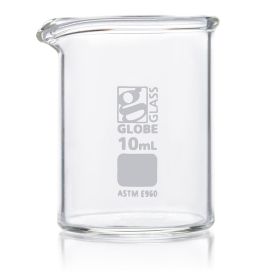 10mL Beaker, Globe Glass, Low Form Griffin Style, 12/Box, 48/Case