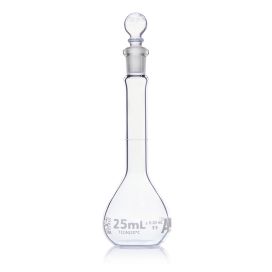 25mL Volumetric Flask, Globe Glass, Class A, 6/Box, 12/Case