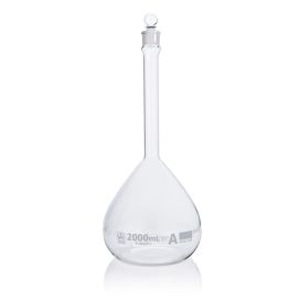 2000mL Volumetric Flask, Globe Glass, Class A, Each, 4/Case