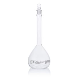 500mL Volumetric Flask, Globe Glass, Class B, 6/Box, 12/Case