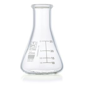 25mL Erlenmeyer Flask, Globe Glass, Narrow Mouth, 12/Box, 48/Case