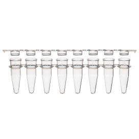 0.2mL 8-Strip Tubes, with Separate 8-Strip Clear Flat Caps, Natural