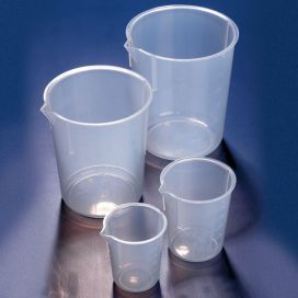 Beaker, PP, 25mL, Tapered Sides, Molded Graduations