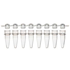 0.2mL 8-Strip Tubes, with Separate 8-Strip clear Dome caps, Natural, CS/1250